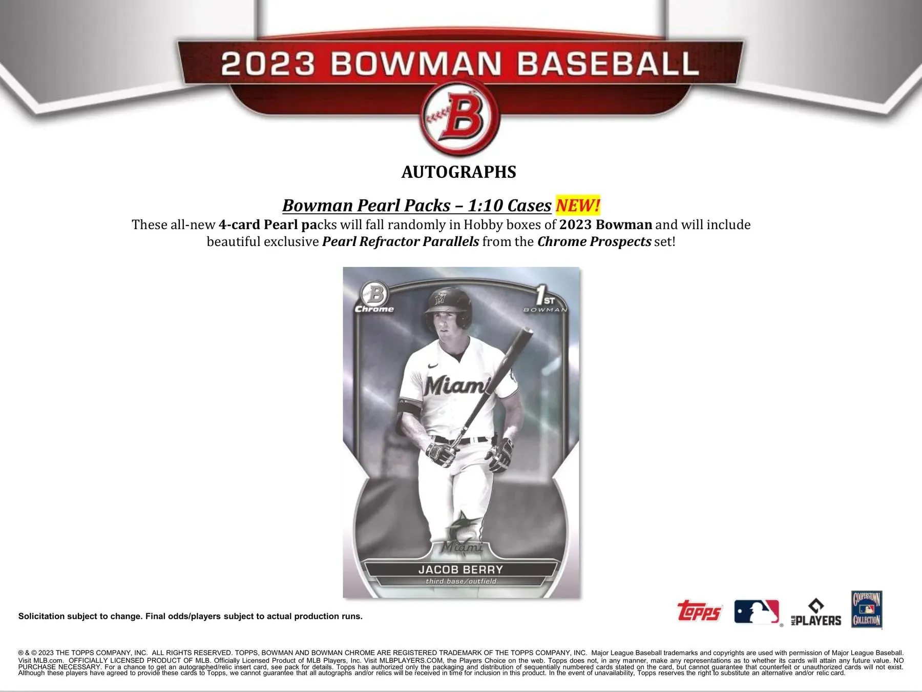 2023 Bowman Baseball Hobby Box 24 Packs Per Box, 10 Cards Per Pack