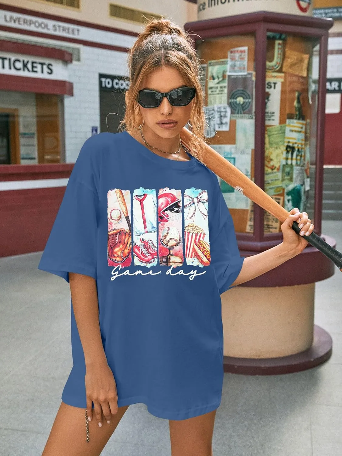 Baseball Mom T-Shirt Women Letter Print Funny Baseball Graphic Tees Tops Short Sleeve Casual Tee