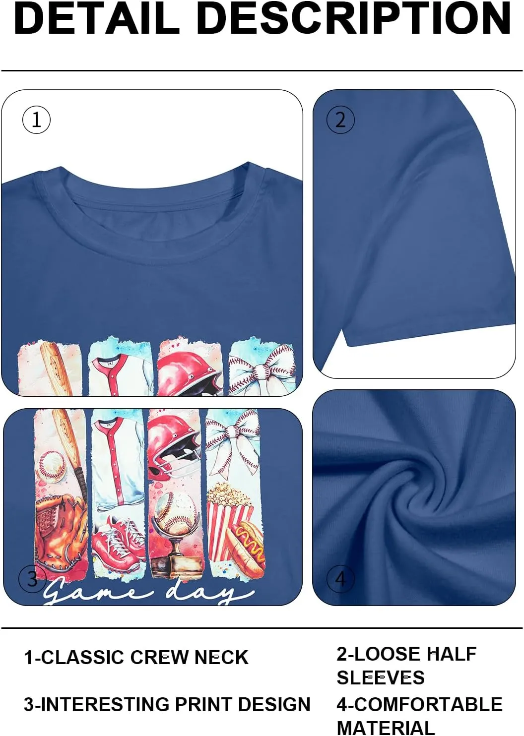 Baseball Mom T-Shirt Women Letter Print Funny Baseball Graphic Tees Tops Short Sleeve Casual Tee