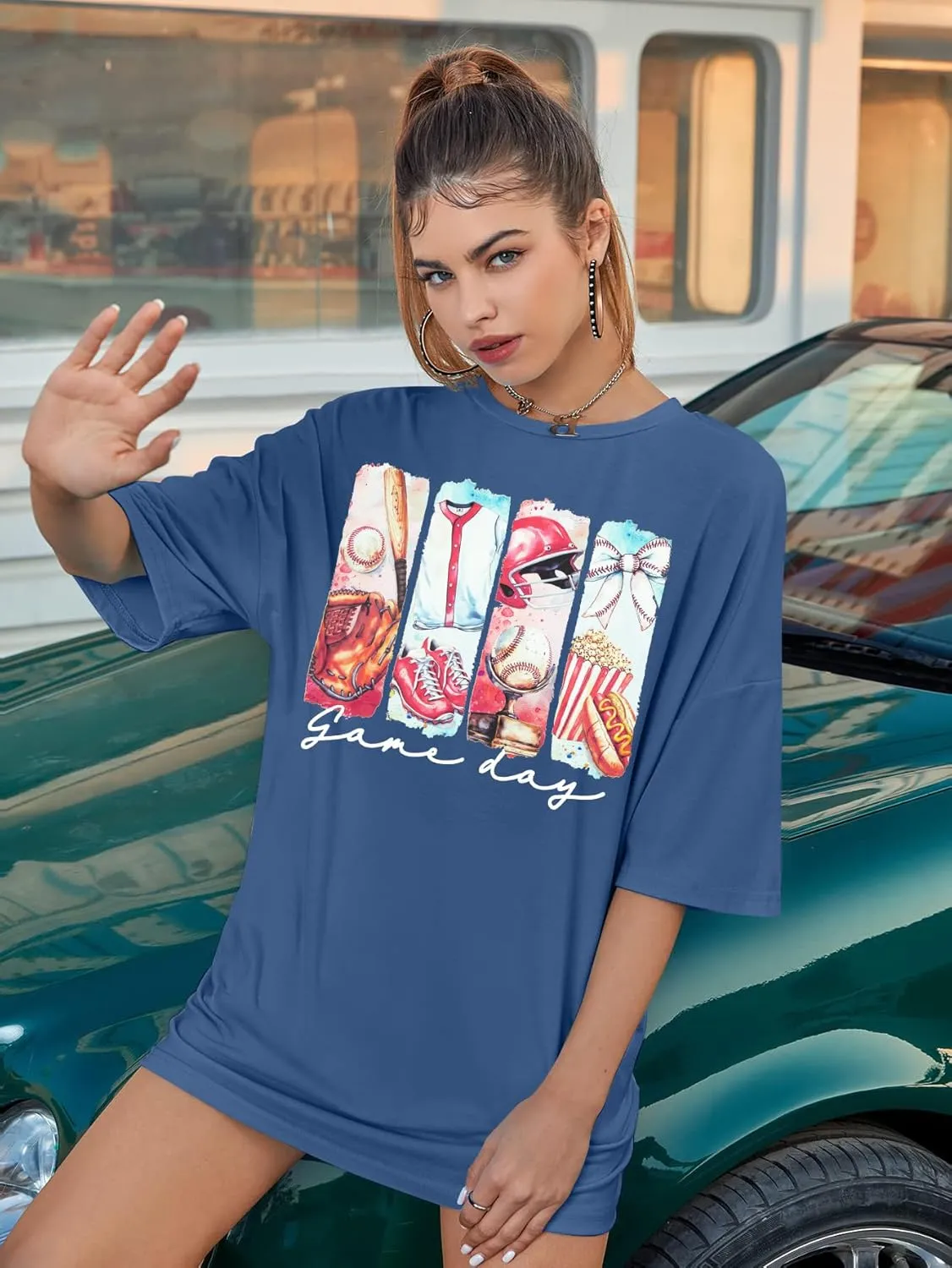 Baseball Mom T-Shirt Women Letter Print Funny Baseball Graphic Tees Tops Short Sleeve Casual Tee