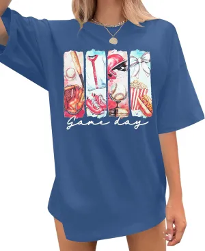 Baseball Mom T-Shirt Women Letter Print Funny Baseball Graphic Tees Tops Short Sleeve Casual Tee