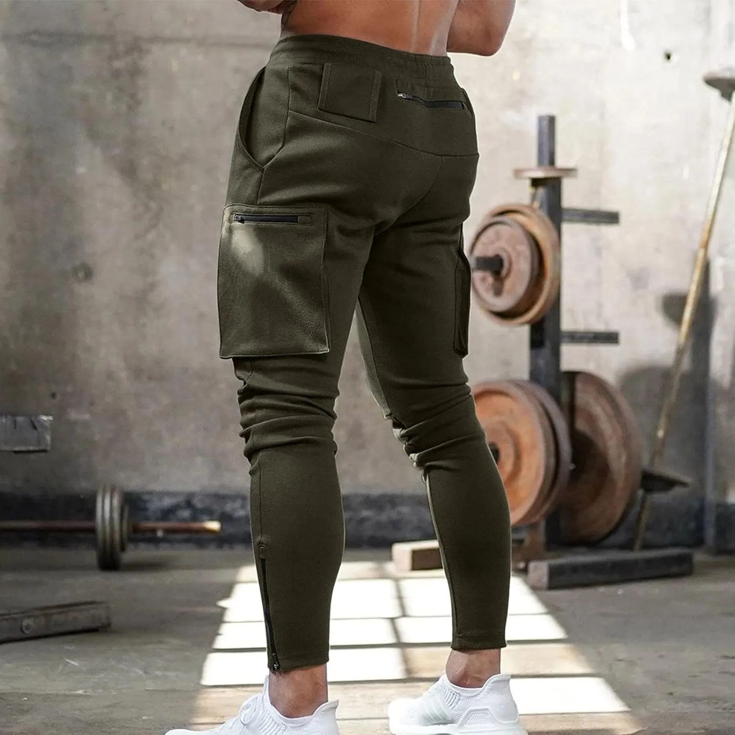 Cargo Pants for Men Relaxed Fit Pants Joggers for Men with Pockets Open Bottom Drawstring Men's Outdoor Work Military