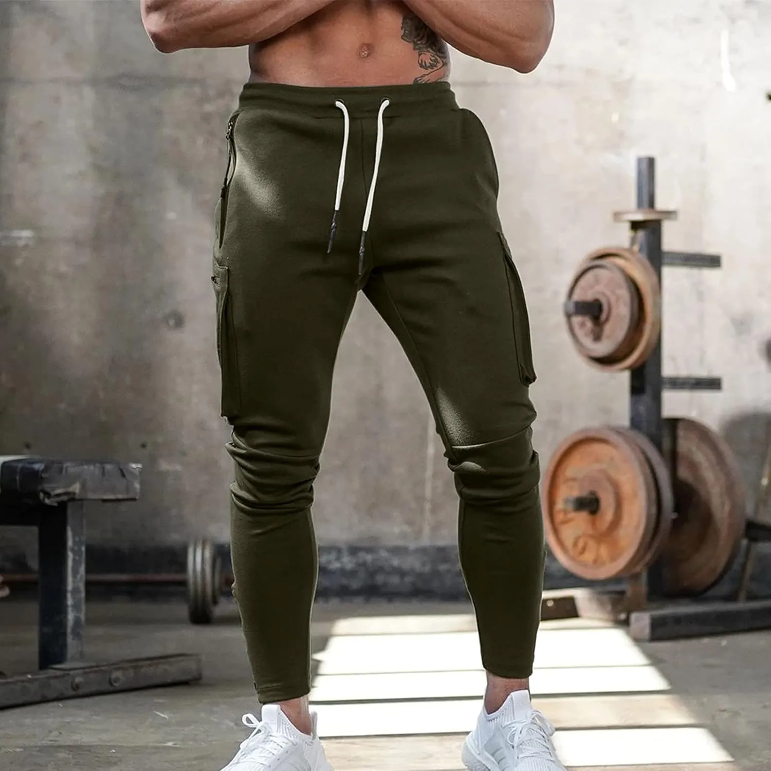 Cargo Pants for Men Relaxed Fit Pants Joggers for Men with Pockets Open Bottom Drawstring Men's Outdoor Work Military