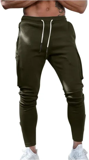 Cargo Pants for Men Relaxed Fit Pants Joggers for Men with Pockets Open Bottom Drawstring Men's Outdoor Work Military