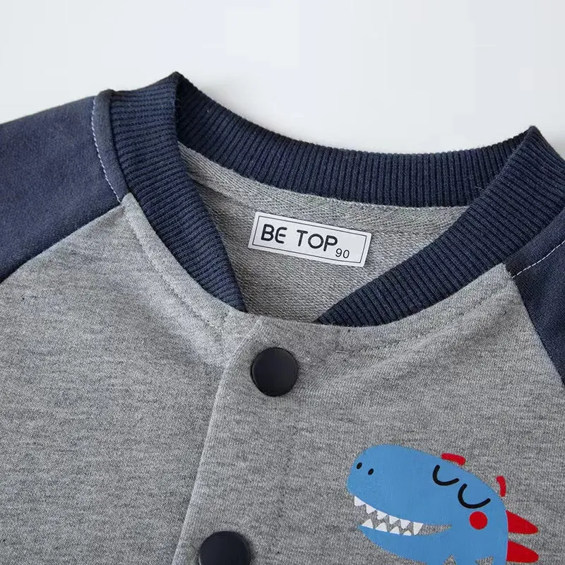 Cartoon Dino Baseball Jacket