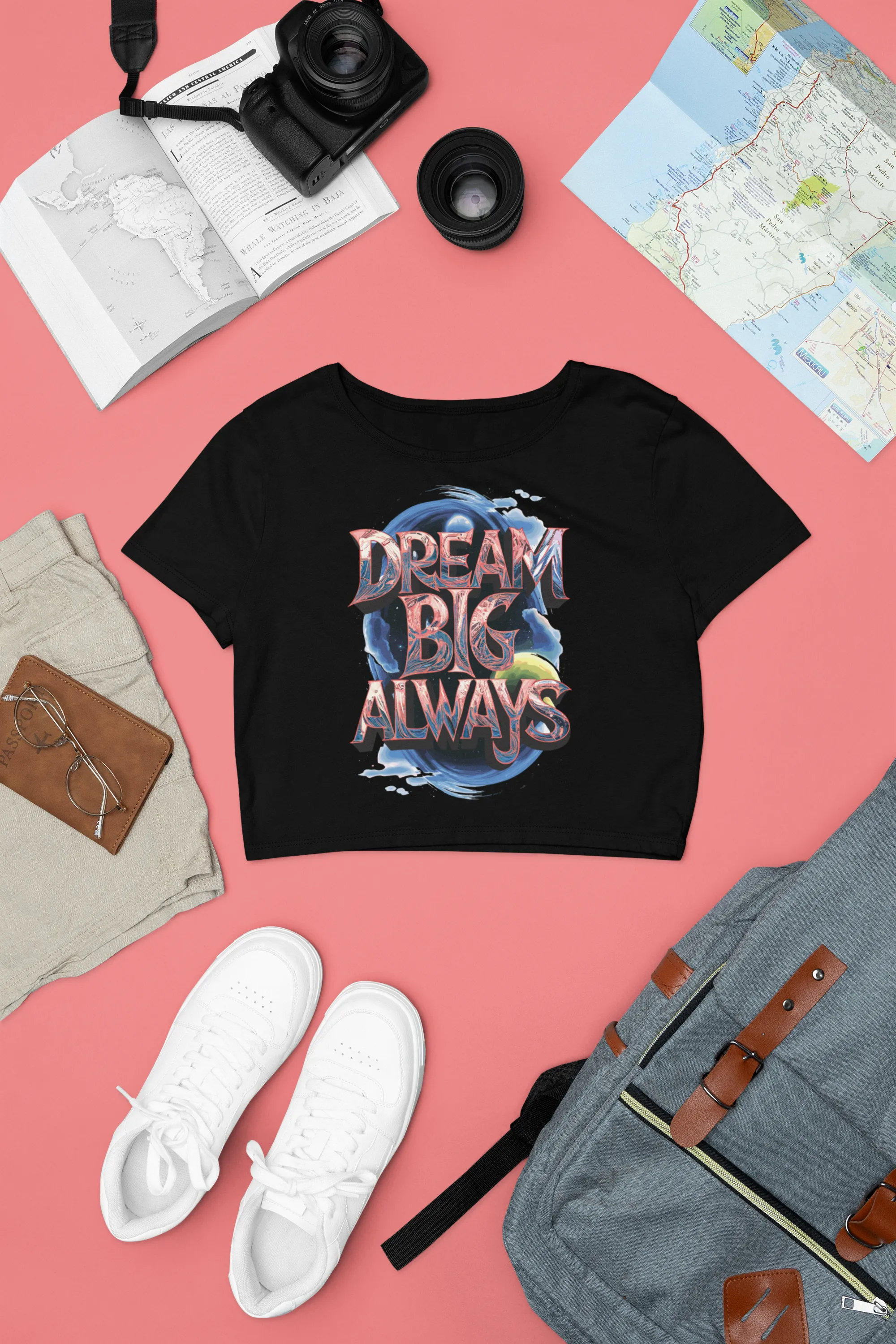 Dream Big Always – Bold & Fearless Graphic Crop Top