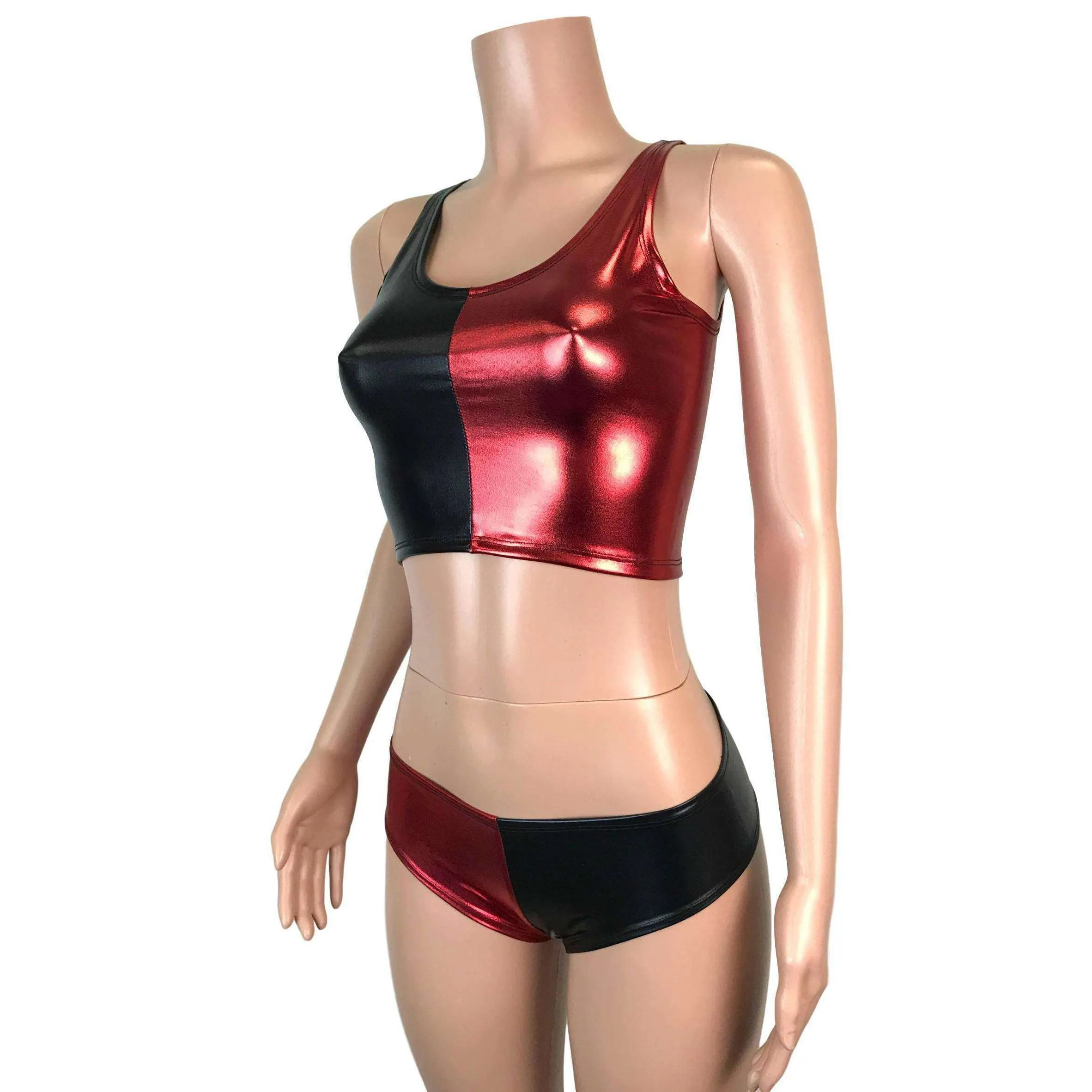 Harley Quinn Costume w/ Crop Top and Cheeky Bikini Outfit