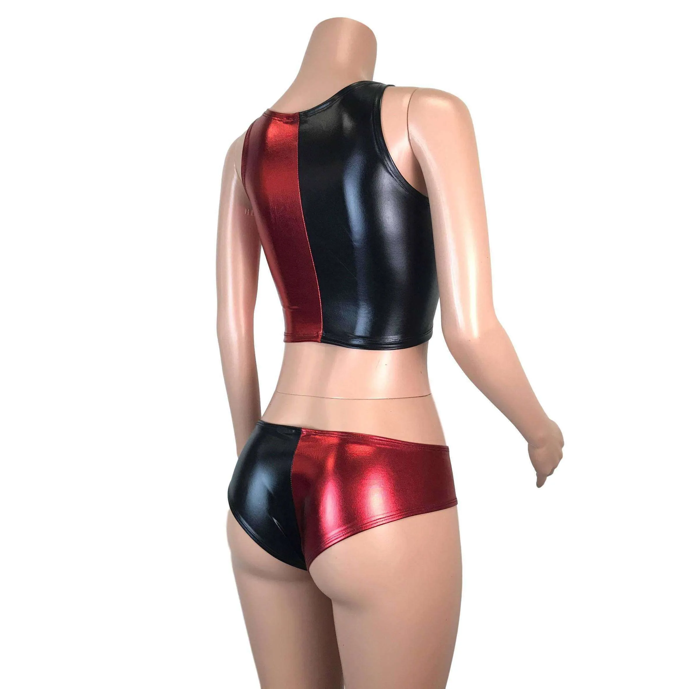 Harley Quinn Costume w/ Crop Top and Cheeky Bikini Outfit