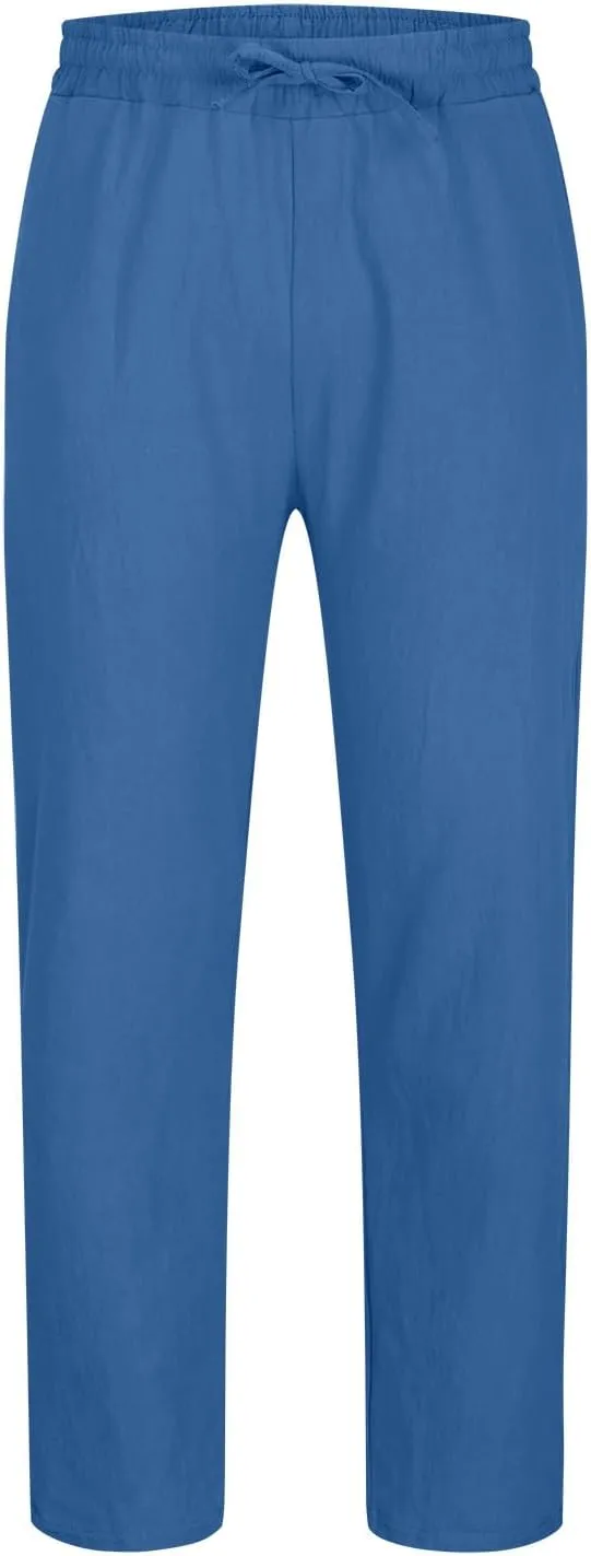 Hiking Pants Men,Man's Summer Lightweight Long Work Pants Casual Comfort Fit Drawstring Trousers Mens Beach Clothes