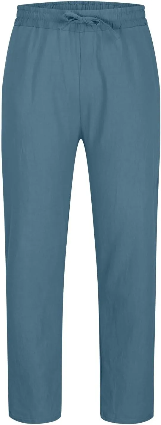 Hiking Pants Men,Man's Summer Lightweight Long Work Pants Casual Comfort Fit Drawstring Trousers Mens Beach Clothes