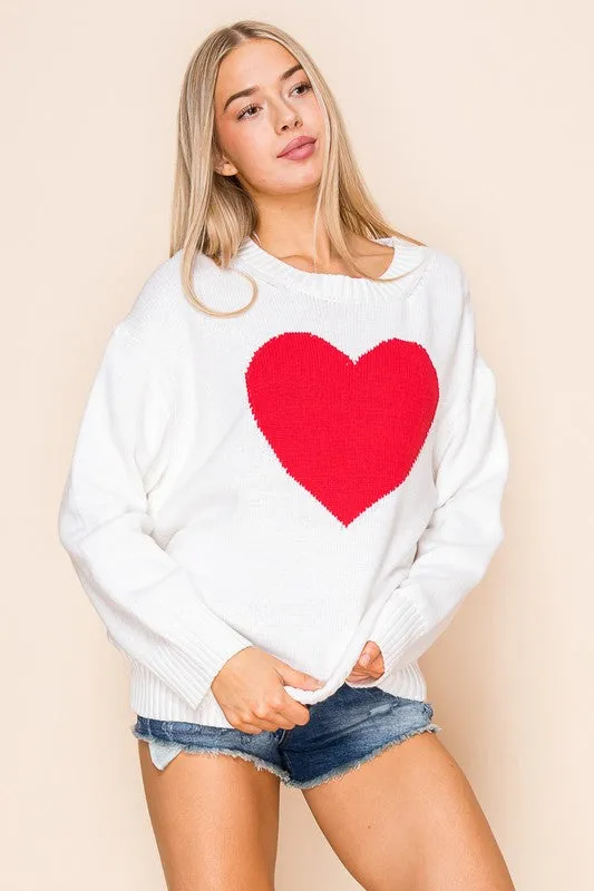 Ivory Red Heart Sweater
