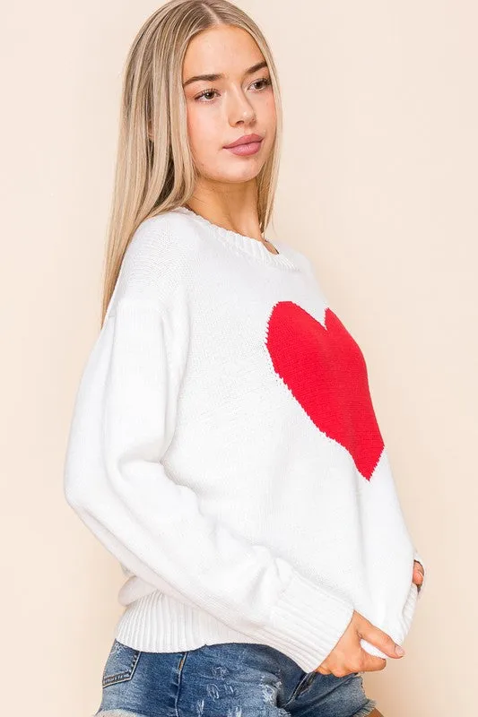 Ivory Red Heart Sweater