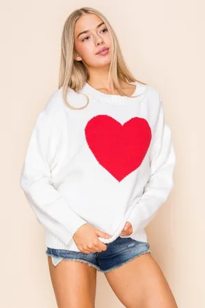 Ivory Red Heart Sweater