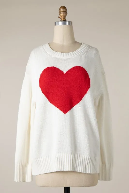 Ivory Red Heart Sweater