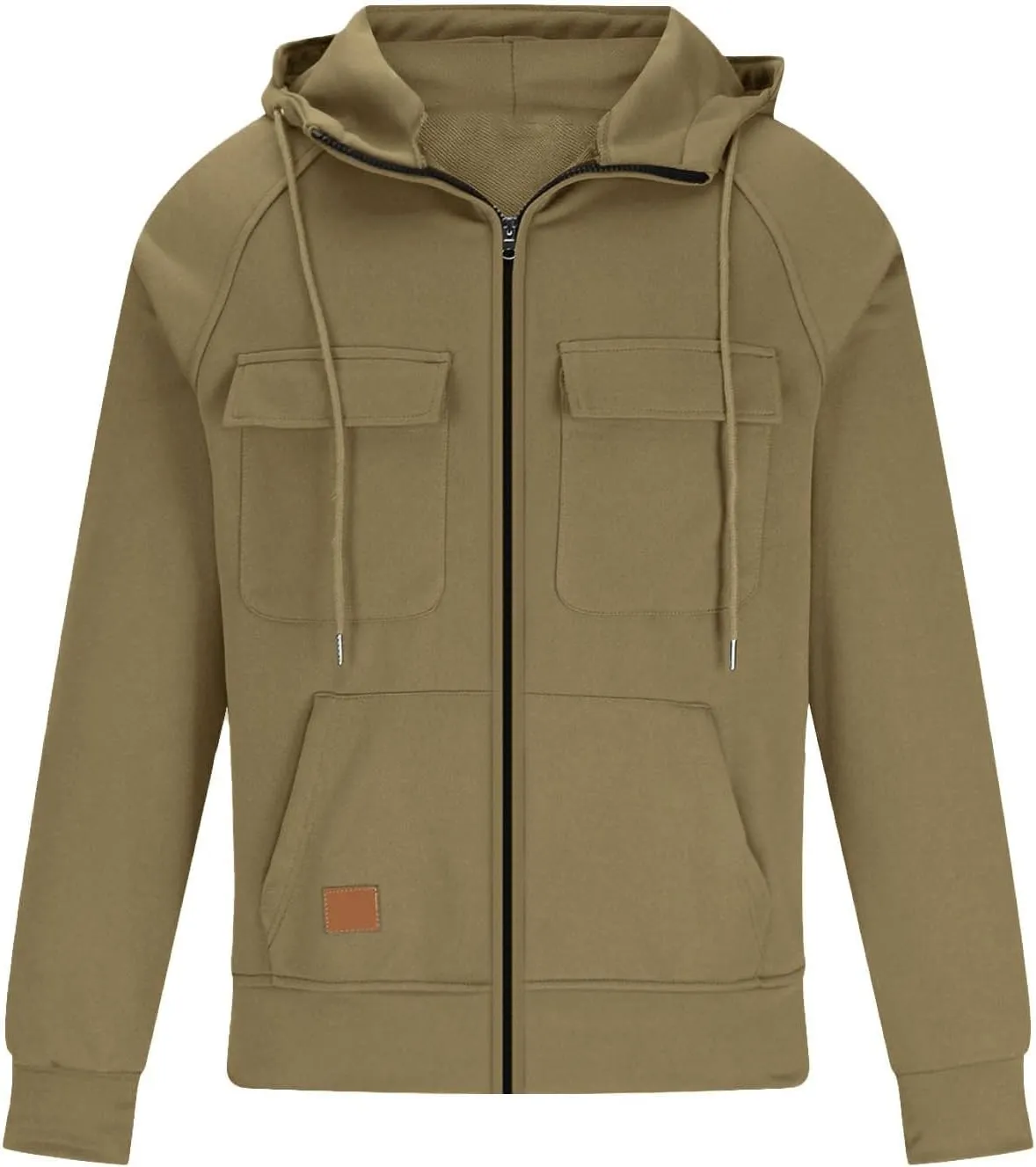 LCMTWX Mens Sweatshirt Winter Vintage Long Sleeve Hoodie Half Zipper Hooded Sweatshirt Top Workwear Multi Pocket Outdoor