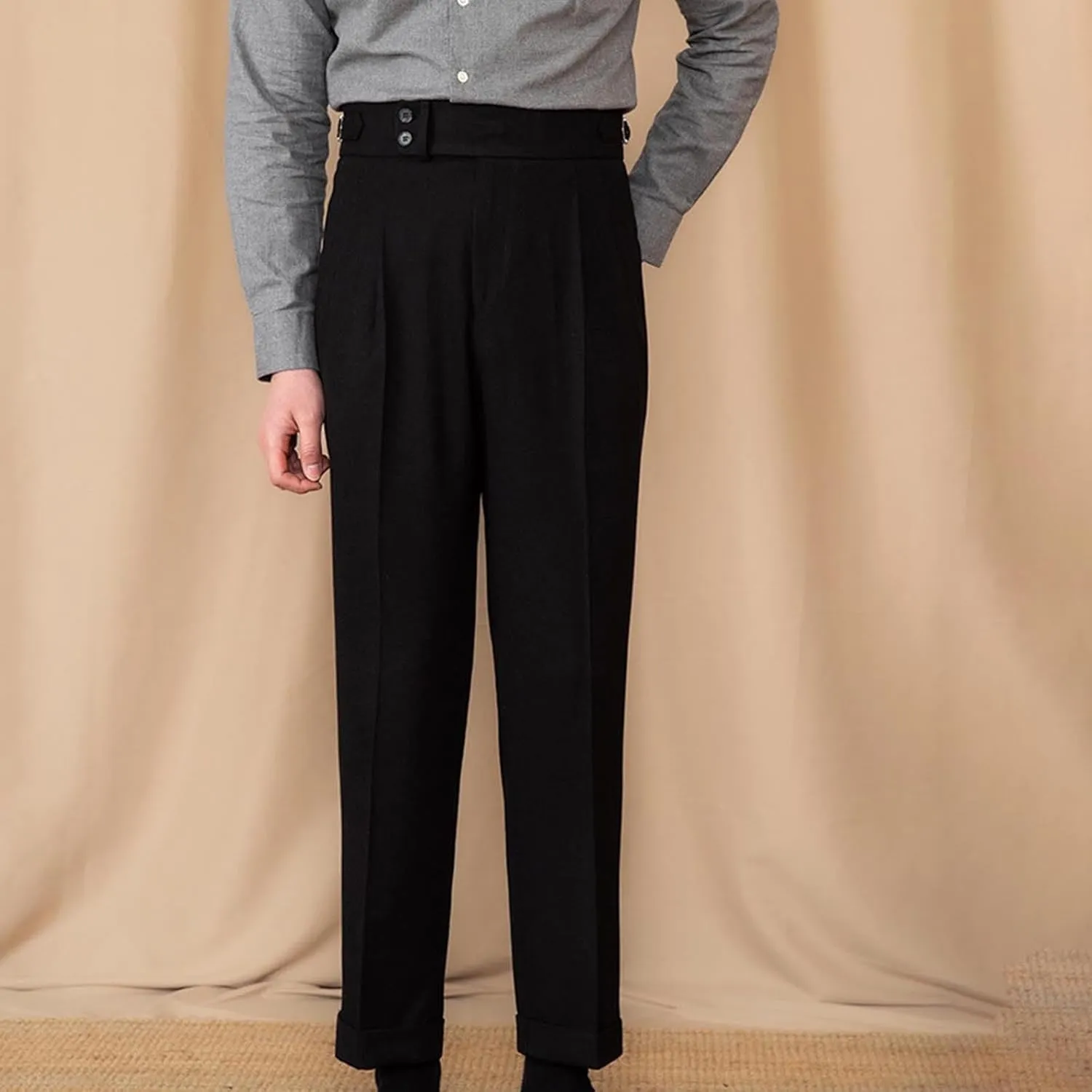 Men's Suit Pants Slim Fit Pleated Front Pant Vintage Dress Suit Pants Casual Smart Trousers Solid Business Office Pants
