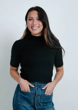 Molly Short Sleeve Sweater - Black
