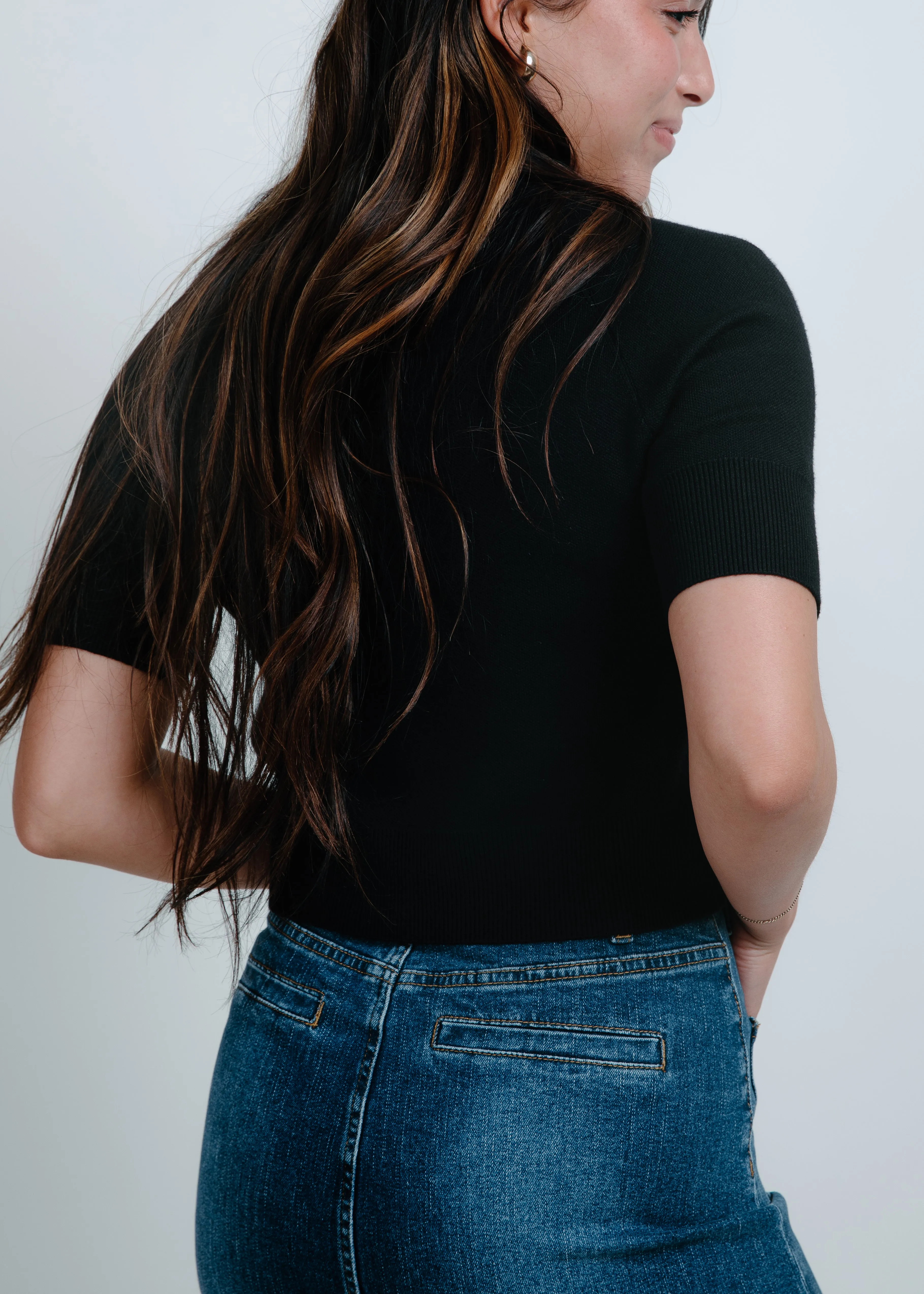 Molly Short Sleeve Sweater - Black