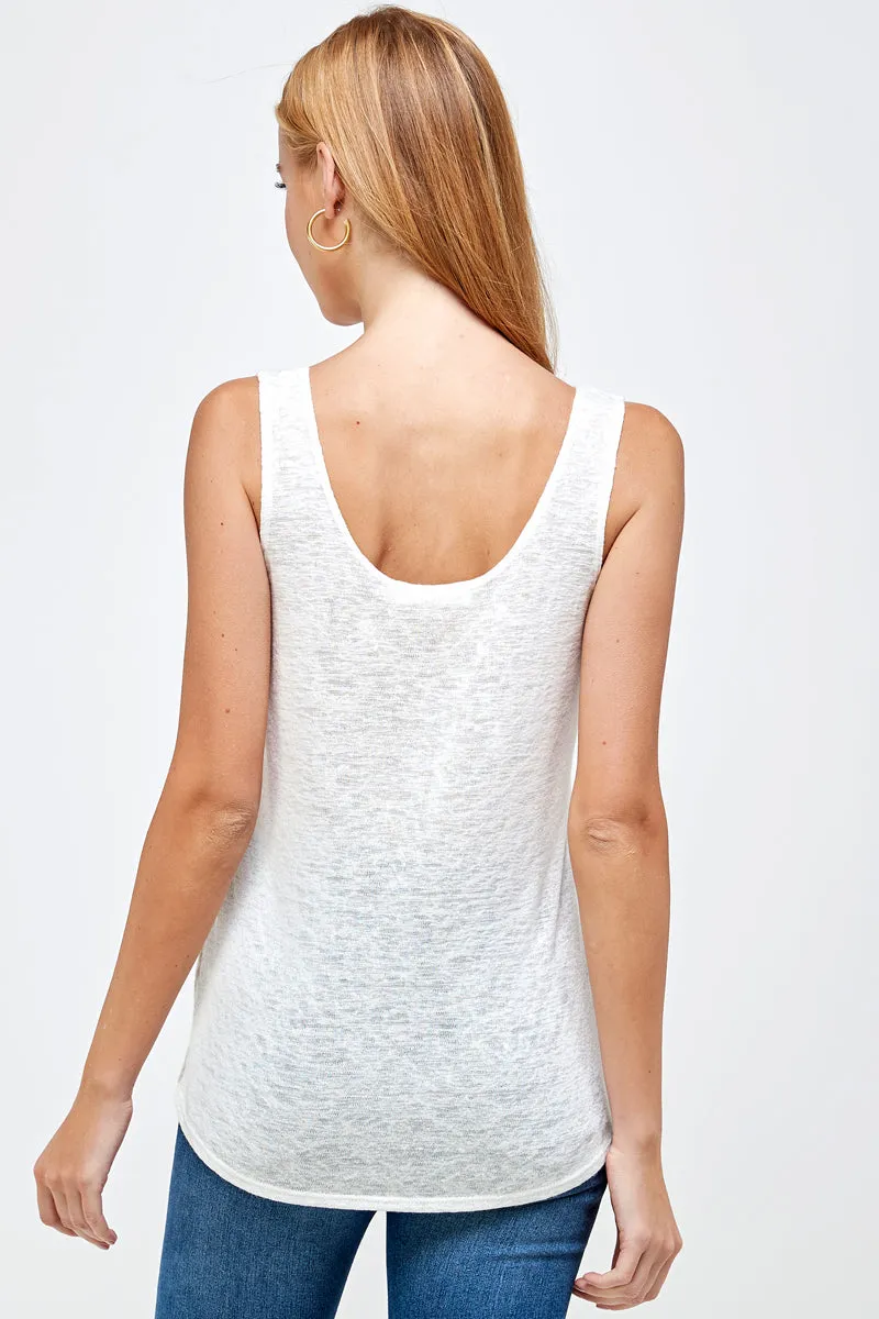 SLUB KNIT V NOTCHED TANK