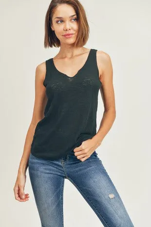 SLUB KNIT V NOTCHED TANK
