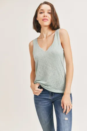 SLUB KNIT V NOTCHED TANK