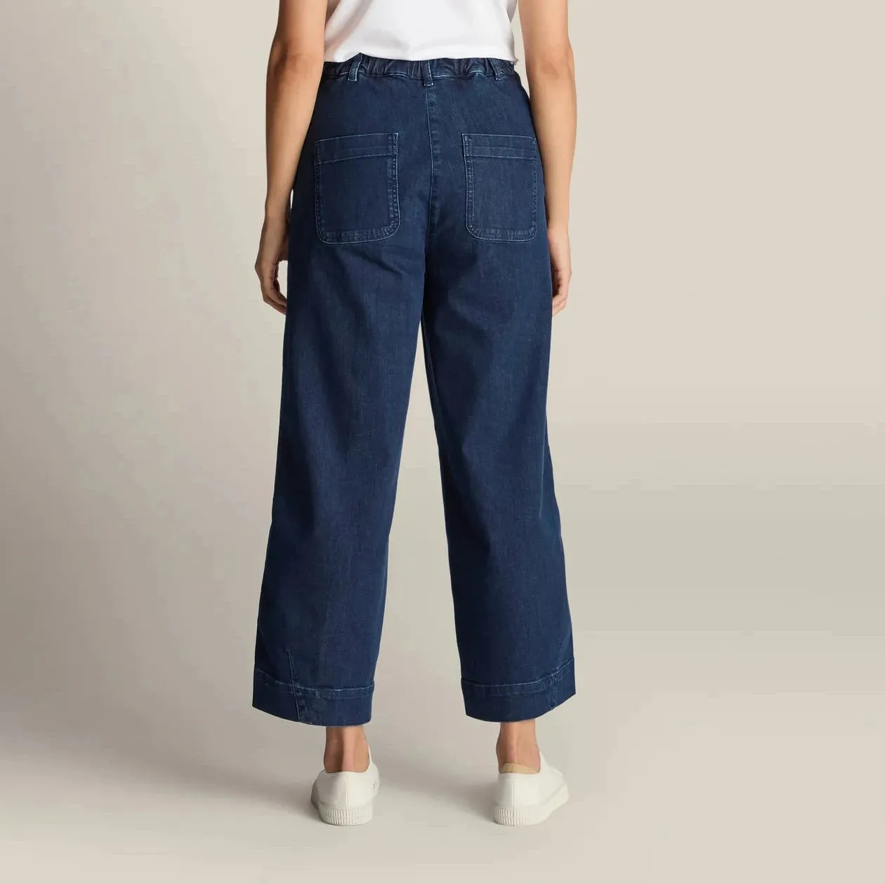 Stretch Denim Barrel Leg Trouser