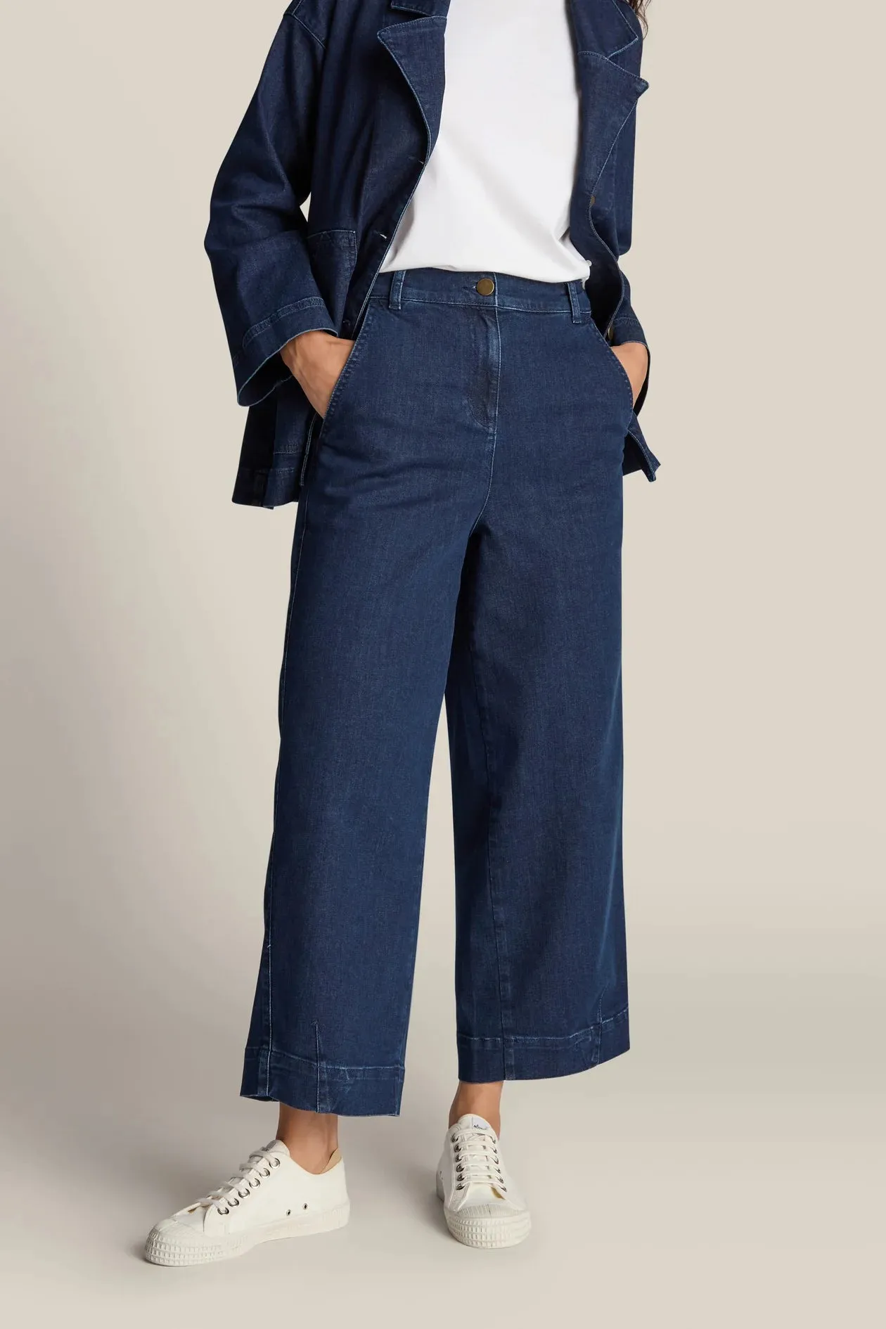 Stretch Denim Barrel Leg Trouser