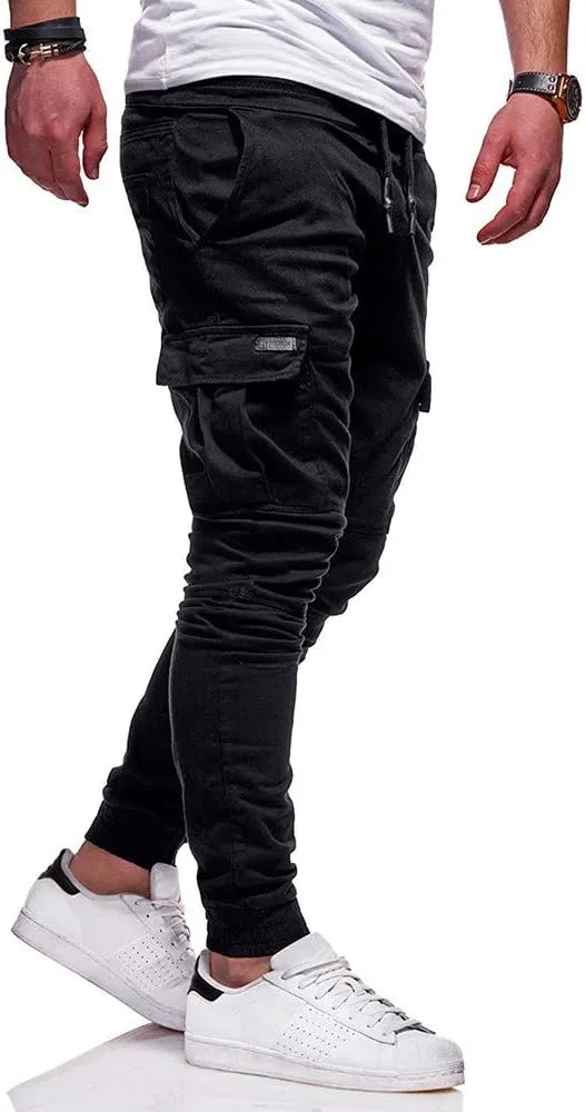 Sweatpants for Men Big and Tall Casual Mens Gifts Cargo Pants Hiking Workout Joggers Expandable-Waist Flat-Front Pant
