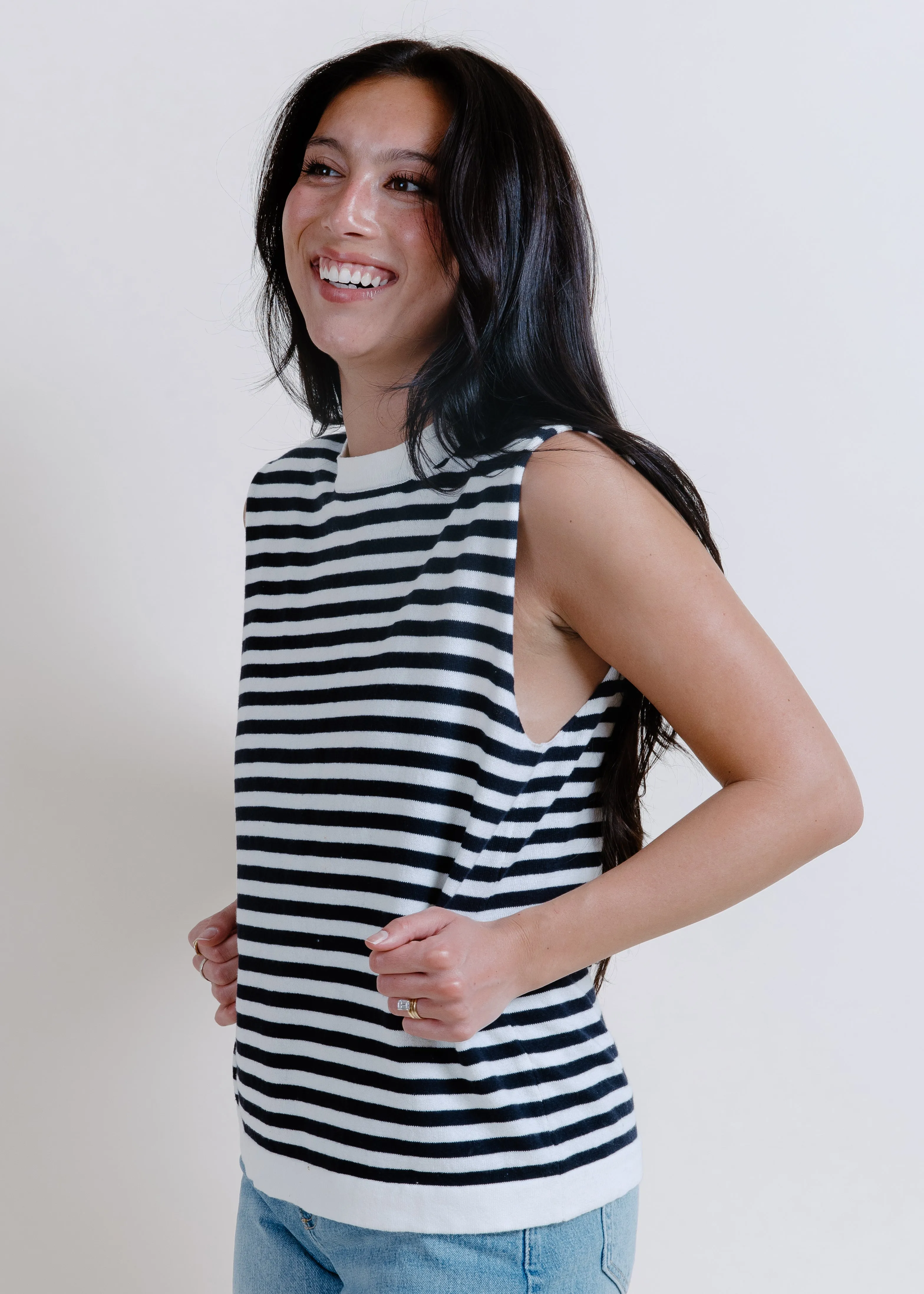 Tilly Striped Sweater - Ivory/Navy