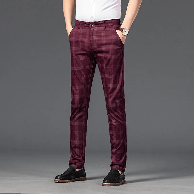 West Louis Brand Plaid Business-Men Style Dress Pants