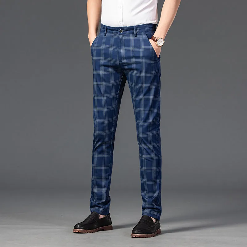 West Louis Brand Plaid Business-Men Style Dress Pants