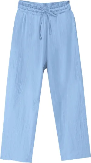 Women Linen Pants Summer Loose Fit Yoga Beach Gauze Pant Casual Lightweight Comfy Drawstring Baggy Trouser with Pocket